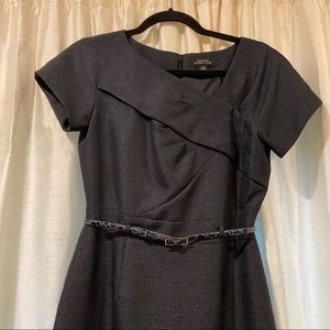 Tahari Iridescent Dark Gray Belted Dress
